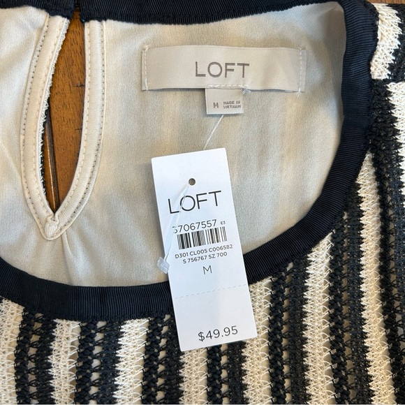 *NWT* LOFT Crochet Shell, Sz M, Black and Cream, Sleeveless Top, Fully Lined - Picture 9 of 10
